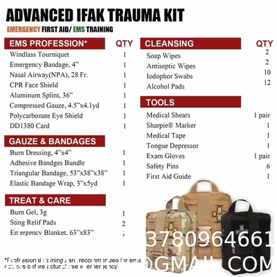 Tactical Individual First Aid Kit, Survival Trauma Kit For Outdoor Tactical Bag Outdoor Camping First Aid