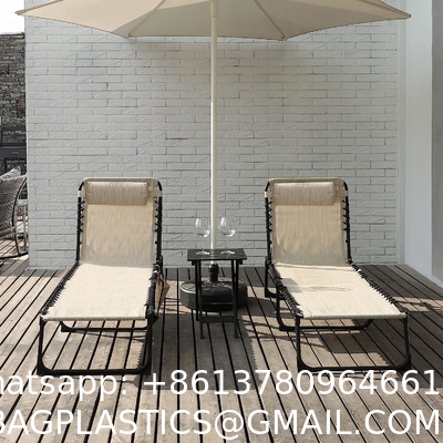 Patio Chaise Lounge Chair for Outdoor with Detachable Pocket and Pillow, Portable Sun Lounger Recliner for Beach
