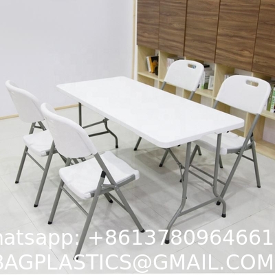 Folding 8 Seater Plastic Table For Dining Customize Square Lightweight Long White Portable Outdoor Theme Party
