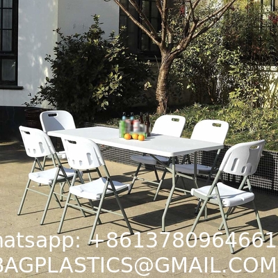 Folding 8 Seater Plastic Table For Dining Customize Square Lightweight Long White Portable Outdoor Theme Party