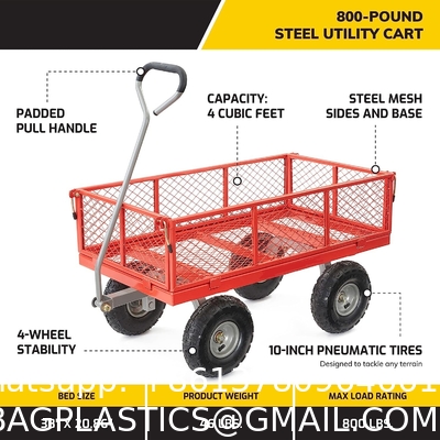 Outdoor Garden Heavy Duty Utility Portable Large Capacity Camping Collapsible Wagon Cart With All-Terrain Wheels