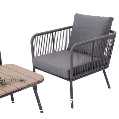 Outdoor Conversation Bistro Set, Courtyard Balcony Hollow Weaving Open Wicker Garden Rattan Furniture Sofa Set