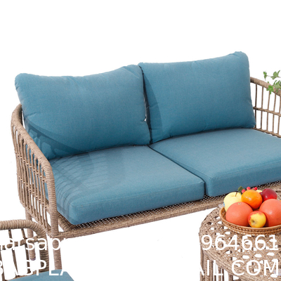 Outdoor Conversation Bistro Set, Courtyard Balcony Hollow Weaving Open Wicker Garden Rattan Furniture Sofa Set