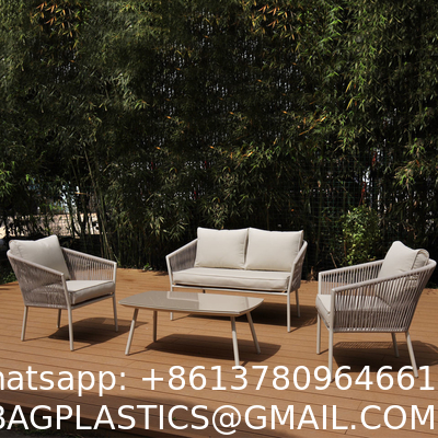 Outdoor Conversation Bistro Set, Courtyard Balcony Hollow Weaving Open Wicker Garden Rattan Furniture Sofa Set