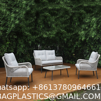 Outdoor Conversation Bistro Set, Courtyard Balcony Hollow Weaving Open Wicker Garden Rattan Furniture Sofa Set