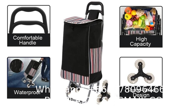 High Quality Wholesale 6 Wheel Foldable Aluminium Alloy Collapsible Carts Shopping Trolley With Seat