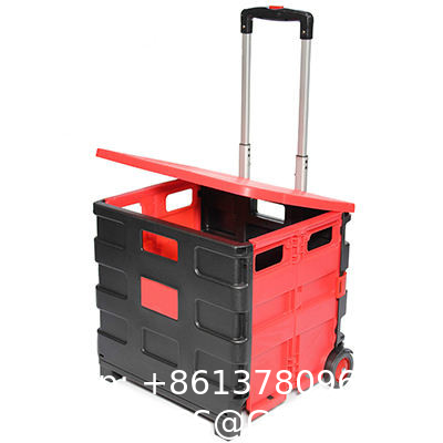Wheels Rolling Crate - Collapsible Rolling Cart with Lid Folding Teacher Rolling Box Carrier with Handle Shopping