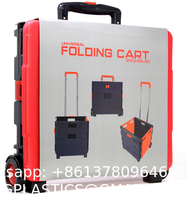 Wheels Rolling Crate - Collapsible Rolling Cart with Lid Folding Teacher Rolling Box Carrier with Handle Shopping