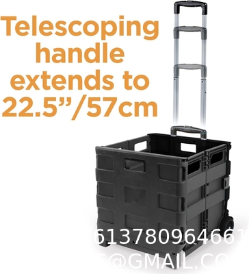 Wheels Rolling Crate - Collapsible Rolling Cart with Lid Folding Teacher Rolling Box Carrier with Handle Shopping