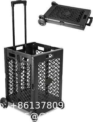 Wheels Rolling Crate - Collapsible Rolling Cart with Lid Folding Teacher Rolling Box Carrier with Handle Shopping
