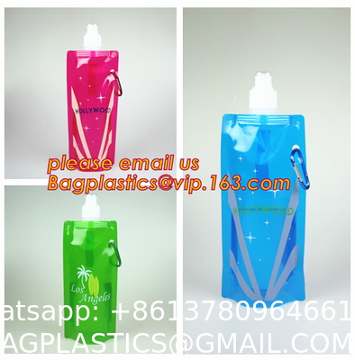 Collapsible Sports Water Bottle 3 Pack, Foldable Leak Proof Travel Bottles for Camping and Hiking, 480 mL Capacity