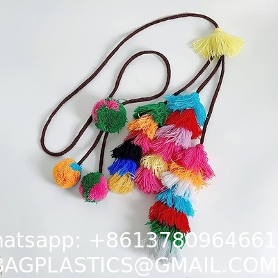 Cute Pom Pom Tassel Boho Purse Charms For Handbags Backpack Keyring Keychain Waist Chain For Women