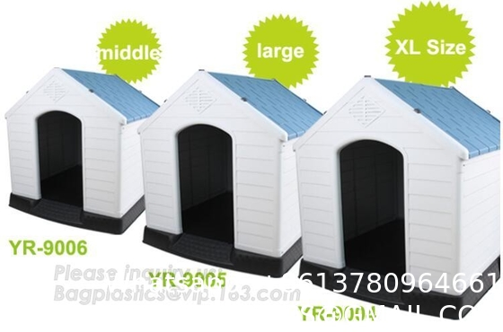 Large Plastic Dog House Outdoor Indoor Doghouse Puppy Shelter Water Resistant Easy Assembly Sturdy Dog Kennel