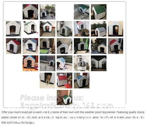 Large Plastic Dog House Outdoor Indoor Doghouse Puppy Shelter Water Resistant Easy Assembly Sturdy Dog Kennel