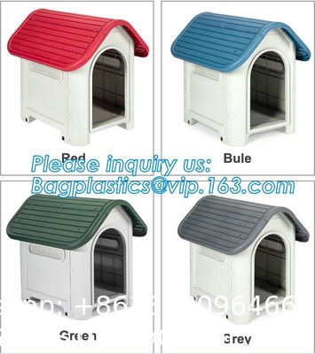 Large Plastic Dog House Outdoor Indoor Doghouse Puppy Shelter Water Resistant Easy Assembly Sturdy Dog Kennel