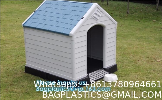 Large Plastic Dog House Outdoor Indoor Doghouse Puppy Shelter Water Resistant Easy Assembly Sturdy Dog Kennel