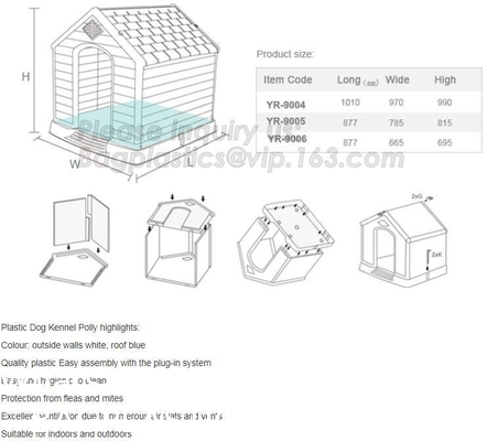 Large Plastic Dog House Outdoor Indoor Doghouse Puppy Shelter Water Resistant Easy Assembly Sturdy Dog Kennel
