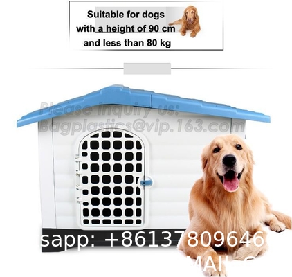 Large Plastic Dog House Outdoor Indoor Doghouse Puppy Shelter Water Resistant Easy Assembly Sturdy Dog Kennel