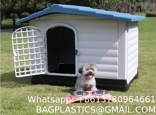 Large Plastic Dog House Outdoor Indoor Doghouse Puppy Shelter Water Resistant Easy Assembly Sturdy Dog Kennel