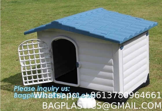 Large Plastic Dog House Outdoor Indoor Doghouse Puppy Shelter Water Resistant Easy Assembly Sturdy Dog Kennel
