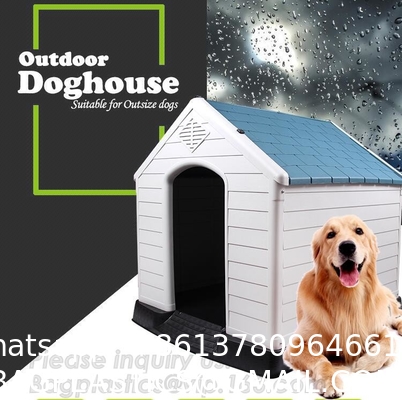 Large Plastic Dog House Outdoor Indoor Doghouse Puppy Shelter Water Resistant Easy Assembly Sturdy Dog Kennel