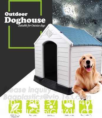 Large Plastic Dog House Outdoor Indoor Doghouse Puppy Shelter Water Resistant Easy Assembly Sturdy Dog Kennel
