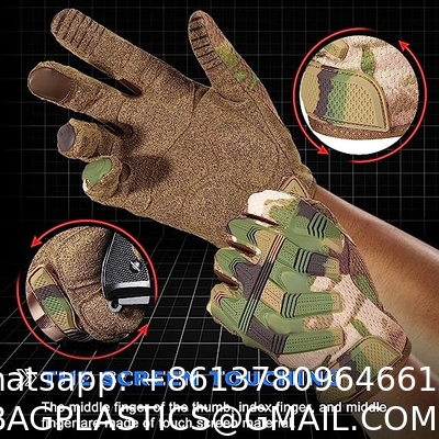 Protective Gear Full Finger Gloves, Motorcycle Tactical Gloves Upgraded Touch Screen Damping Palm Pads Rubber Guard