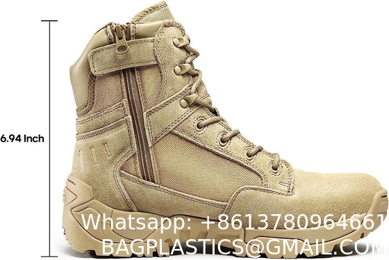 Camouflage Military Boots, Men'S Military Tactical Work Boots Side Zipper Leather Motorcycle Combat Boots (6-8 Inches)