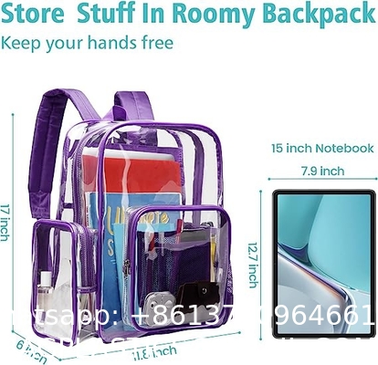 Clear Backpack Heavy Duty - Large Clear Backpacks For School PVC Transparent Bookbag For Students Work Stadium Travel