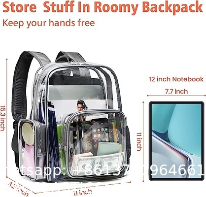 Clear Backpack Heavy Duty - Large Clear Backpacks For School PVC Transparent Bookbag For Students Work Stadium Travel