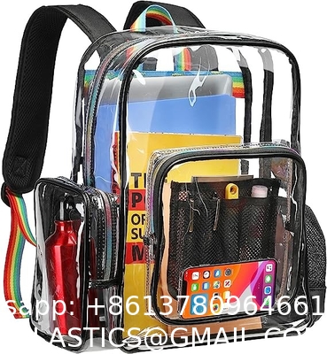 Clear Backpack Heavy Duty - Large Clear Backpacks For School PVC Transparent Bookbag For Students Work Stadium Travel