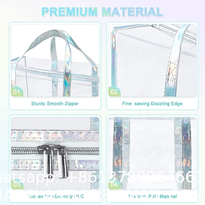 Tote Bag for Women Clear Gym Bag PVC Beach Bag Sports Duffel Bag with Durable Metal Zipper (One Clear Bag)