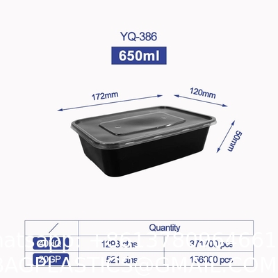 Disposable Microwave Safe PP Injection Restaurant Take Away Container Camping Food Container Meal Bento Box With Lid