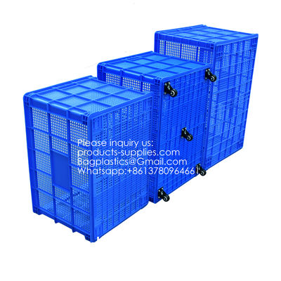Plastic Basket With Wheels Large Rectangular Box Plastic Frame Hollow Thickened Express Clothing Factory Transit