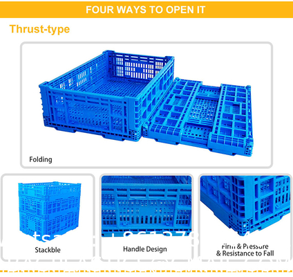 Collapsible Storage Bin Containe，52 Liter Transferheavy Duty Plastic Storage Box,Blue Milk Crates Heavy Duty Transit Storage Of Various Items