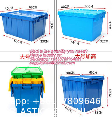 Cargo Transport Plastic Box, Collapsible 35 Liter Heavy Duty Storage Bin / Foldable & Stackable Utility Crate With Attached lockable Lid