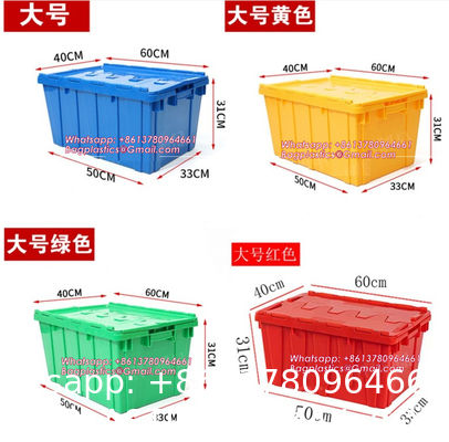 Cargo Transport Plastic Box, Collapsible 35 Liter Heavy Duty Storage Bin / Foldable & Stackable Utility Crate With Attached lockable Lid