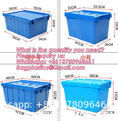 Cargo Transport Plastic Box, Collapsible 35 Liter Heavy Duty Storage Bin / Foldable & Stackable Utility Crate With Attached lockable Lid