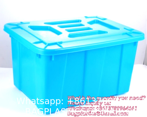 Folding Plastic Stackable Utility Crates 2-Pack, Collapsible Storage Bins With Lids Durable Containers For Home & Garage Organization