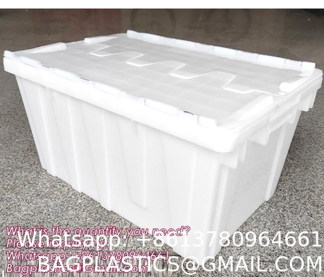 Folding Plastic Stackable Utility Crates 2-Pack, Collapsible Storage Bins With Lids Durable Containers For Home & Garage Organization