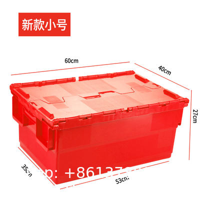 Heavy Duty Plastic Moving Boxes Attached Lid Containers Industrial Folding Tote Box For Warehouse Nestable Moving Crates Stackable Storage Attached Lid Tote Plastic Storage Bins With Lids