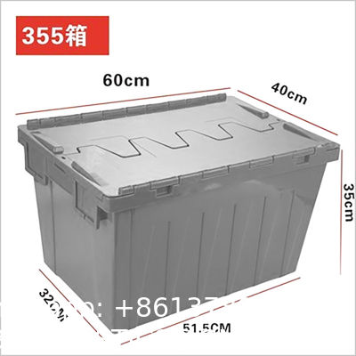 Wholesale Stackable Tote File Storage Box Attached Lid Container High Quality Plastic Crate Attached Lid Storage Container For Warehouse