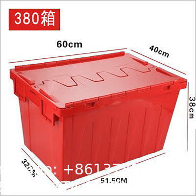 Wholesale Stackable Tote File Storage Box Attached Lid Container High Quality Plastic Crate Attached Lid Storage Container For Warehouse