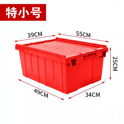 Heavy-Duty Solid Plastic Tote Storage Box With Attached Lid Recyclable Stackable Crate For Logistics And Moving Container