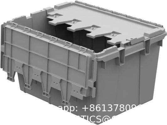Efficient Foldable Turnover Plastic Crate Attached Lid Solid Moving Storage Bin Stackable Pallet Container For Convenient