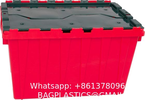 Efficient Foldable Turnover Plastic Crate Attached Lid Solid Moving Storage Bin Stackable Pallet Container For Convenient