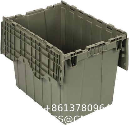 Industrial Plastic Stackable Storage KeepBox Tote Container With Hinged Attached Lid Storage Tote Distribution Container with Hinged Attached Lid