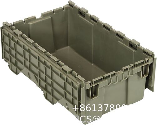 Industrial Plastic Stackable Storage KeepBox Tote Container With Hinged Attached Lid Storage Tote Distribution Container with Hinged Attached Lid