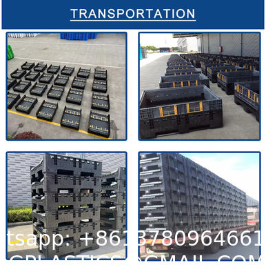 Big Plastic Crates Heavy Duty Bulk Storage Containers Large Collapsible Pallet Box Recyclable Bulk Cargo Storage Foldable Pallet Box Industrial Commercial Stackable Plastic Pallet Box