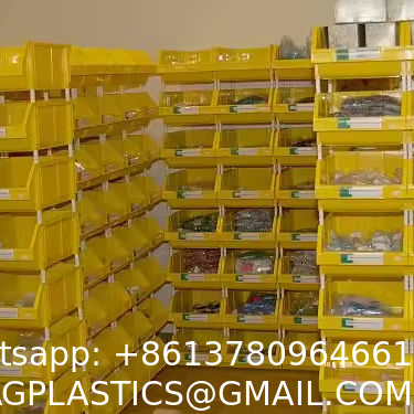 Stackable Warehouse Storage Crates Plastic Shelf Bin Boxes For Part Bins Heavy Duty Industrial Tool Part Storage Bin Stackable Plastic Bins Wall Mounted Warehouse Shelf Screw Bins